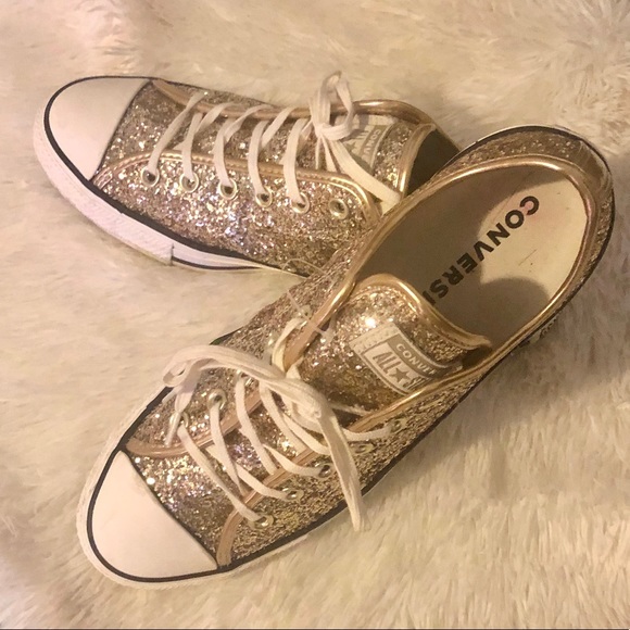 gold converse low tops